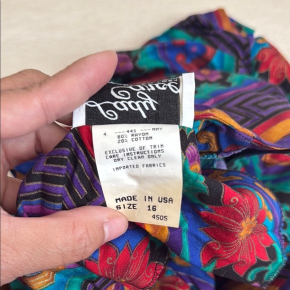 Lady Carol Vintage Blue Purple Red Button Down Shirt Skirt Set - Picture 3 of 10